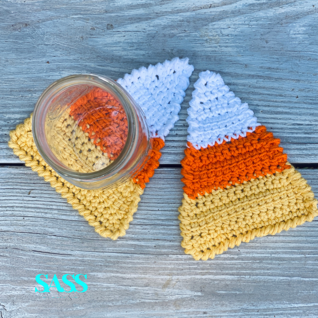 How to Crochet Candy Corn Coasters!! SASSy A's Specialty Shoppe